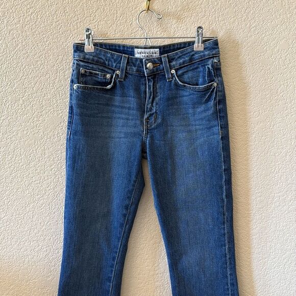 Derek Lam Dark Blue Flare Jeans with White Embroidery size 26 - Picture 4 of 15